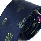 Blue & Pink Cactus Pattern Striped Cac-Tie